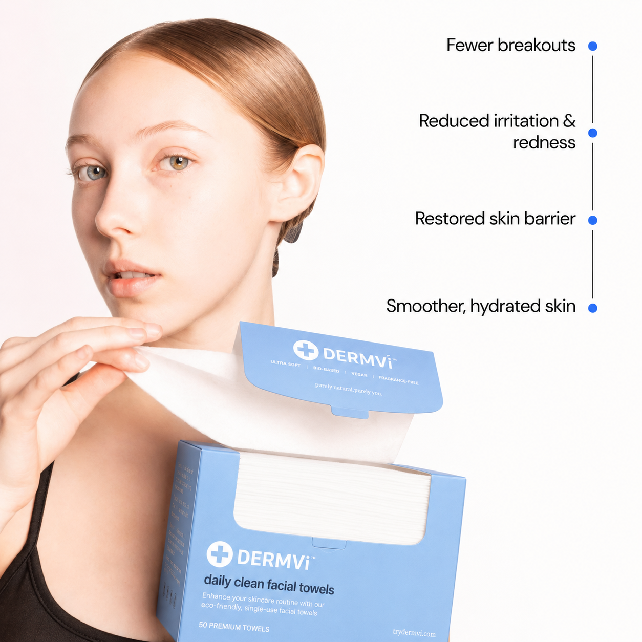 DERMVi™ daily clean facial towels